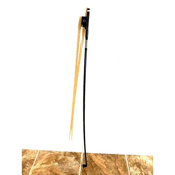 Violin Bow Black Carbon Fiber Real Horsehair Ebony Frog leather Grip - Picture 3 of 10
